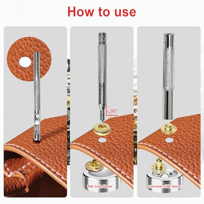 NXTOV Metal Snap Buttons with Hammer, Setter Tools, 120 Sets, 12.5mm - style: 12.5mm with Hammer