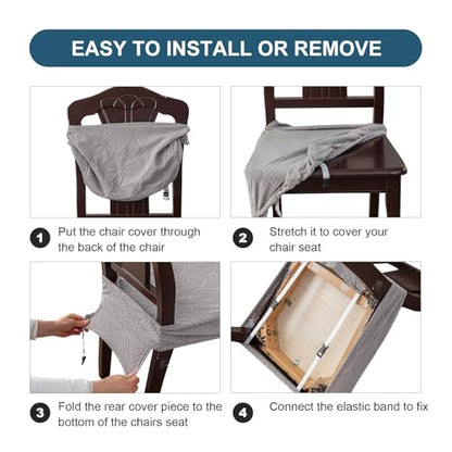 Waterproof Stretch Chair Seat Covers, Set of 6 Navy Blue - color: Navy Blue, size: 16-20in-Rear-covered