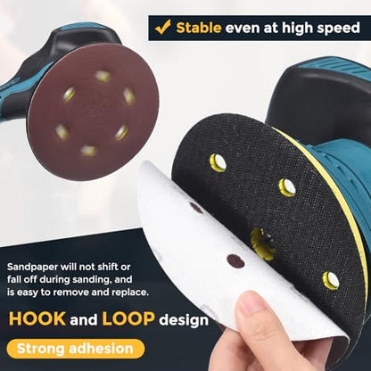 HARFINGTON 75Pcs 5Inch Sanding Disc 8 Hole Hook and Loop Sandpaper Red - size: 5 Inch(40/60/80/120/180/320/600/1000 Grit)