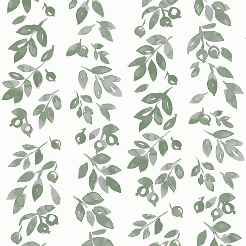 Ismoon Green Wallpaper Peel and Stick Vintage Wallpaper 17.3in x 32.8ft Green Leaf Contact Paper Vintage Cottage Wall Paper for Bedroom Bathroom Kitchen Nursery Removable Vinyl - color: Green, size: 17.3" x 393"