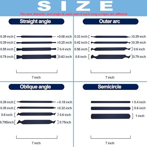 15PCS Cabinet Card Scrapers, High-Strength Blue Spring Steel Woodworking Tools for Engraving, Deburring, Polishing & Contour Sanding - size: Set A