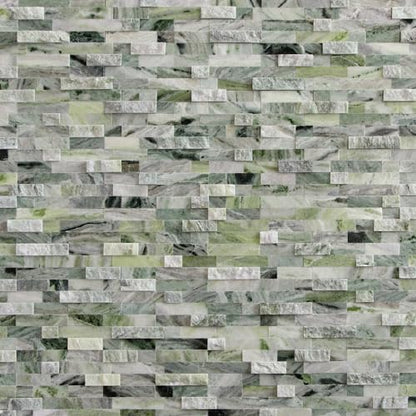 SUNWINGS 5-Sheet Peel and Stick Mosaic Natural 3D Stone Self Adhesive Marble Tiles, 11.5" x 10.7" Stick on Backsplash for Kitchen Bathroom Fireplace Vanity, Emerald Green - color: Emerald Green