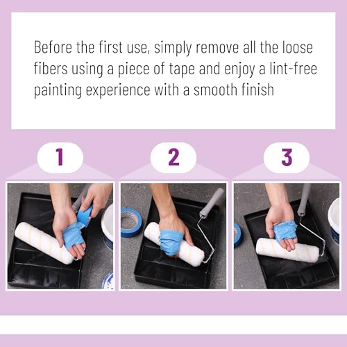 Bates- Paint Roller Covers, 9" x 3/8", 6 Pack, Yellow Stripes, Covers for Paint Rollers 9 Inch - size: 9" x 3/8", 6 Pack