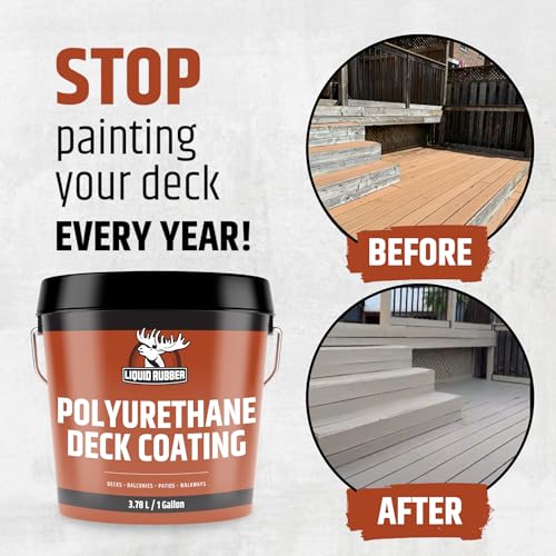 Liquid Rubber Polyurethane Deck Coating - Textured, Misty Grey, 4 Gallon - color: Textured Misty Grey, size: 512 Fl Oz (Pack of 1)