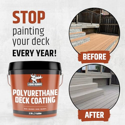 Liquid Rubber Polyurethane Deck Coating - Textured, Misty Grey, 4 Gallon - color: Textured Misty Grey, size: 512 Fl Oz (Pack of 1)
