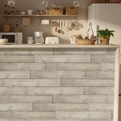 Real Wood Wall Planks-5" White Shiplap Panel Peel and Stick 10Pack 12.5SqFt - color: Low-key rustic style