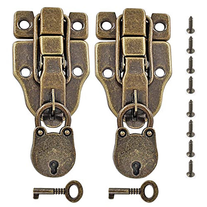 2 Pcs Retro Style Cabinet Duckbilled Toggle Hasp Latch, Antique Bronze