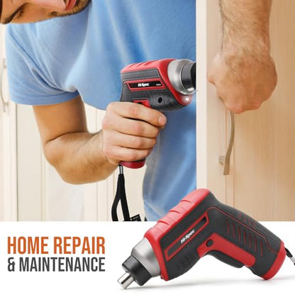 Hi-Spec 3.6V USB Electric Screwdriver for Home Repairs and Assembly, Red - color: Red, size: 35 Pieces