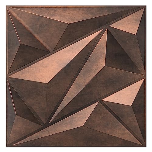 Art3dwallpanels 3D Wall Panels Diamond, PVC Antique Copper - color: Antique Copper