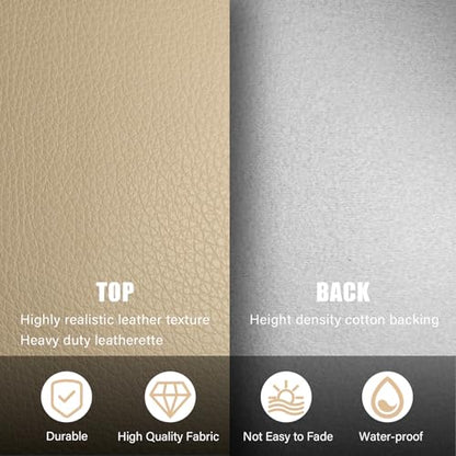 Faux Leather Fabric, 54"x36" Thick Durable Synthetic Upholstery Lychee Texture Leather Vinyl, Soft Smooth Waterproof,Replacement Renovate for Wallets, DIY Projects, Furniture 1 Yard-Beige - color: Beige, size: 1 Yard (54" x 36")