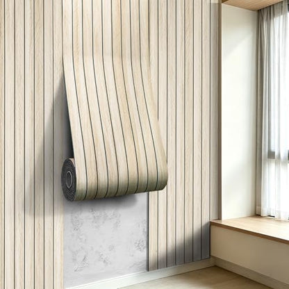 3D Peel and Stick Wall Panels PVC Grille Slat 197"x15.8" Self-Adhesive Wall Sticker Soundproof Paneling for Walls and Ceiling in Faux Herringbone Oak Texture - color: Herringbone Oak, size: 197"x15.8"
