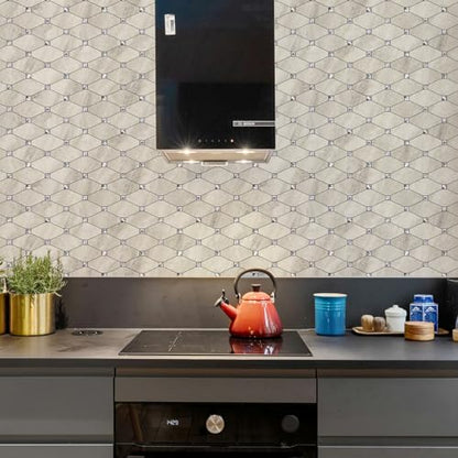 STICKGOO Peel and Stick Backsplash, 10 Sheets Beige Stone Texture Stick on Backsplash, Self Adhesive Wall Tile Sticker - color: Beige Stone Texture