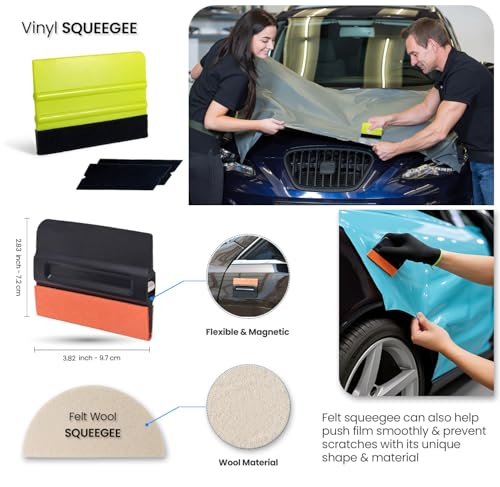 Vinyl Wrap Tool Kit Car Wrap Kit Vehicle Wrapping Tools with Felt Squeegee Utility Knife Magnetic Holders Gloves PPF Tools Stick Tucking for Wraps Automotive Window Tint Tool Installation