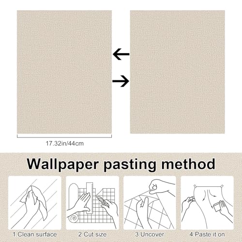 Grasscloth Peel and Stick Wallpaper Khaki Textured Contact Paper, set of 17.3 x 200 Inches Removable Wallpaper for Bedroom, Countertop, Classroom, Cabinet and Drawer, Renter Friendly Wall Paper - color: Khaki, size: 17.3" x 200"