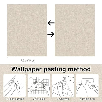 Grasscloth Peel and Stick Wallpaper Khaki Textured Contact Paper, set of 17.3 x 200 Inches Removable Wallpaper for Bedroom, Countertop, Classroom, Cabinet and Drawer, Renter Friendly Wall Paper - color: Khaki, size: 17.3" x 200"