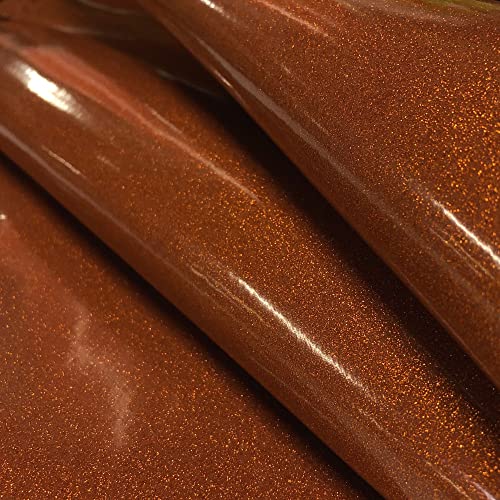 Sparkle Vinyl Fabric, Smooth Glitter Faux Leather Sheets, Shiny Material, Great for Upholstery Bag Making Hair Bows Clips Earrings DIY and Craft Projects - 1 Foot 12"x54" (Copper) - color: Copper, size: 1 Foot