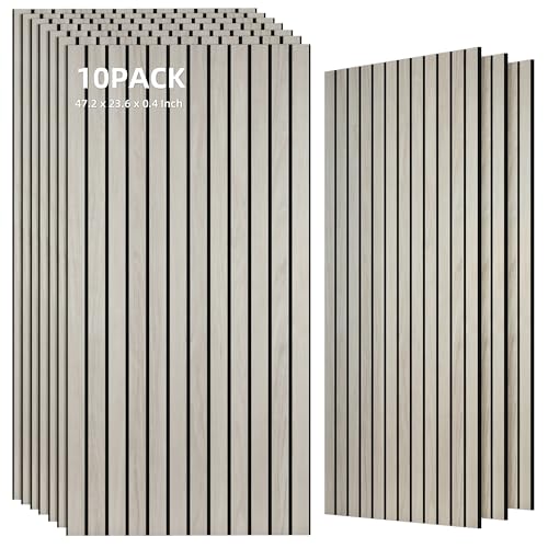TO-TH Soundproof Wall Panels Wood Grain Acoustic Panel 10 Pack, Natural Oak - color: Oak, size: 10 pcs - 47.2'' * 23.6''