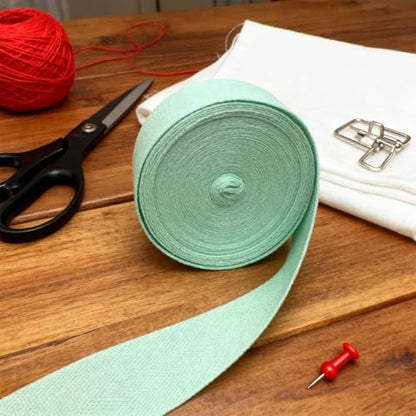 Mint 2''Cotton Herringbone Twill Tape 15Yds Binding Trim - color: Mint
