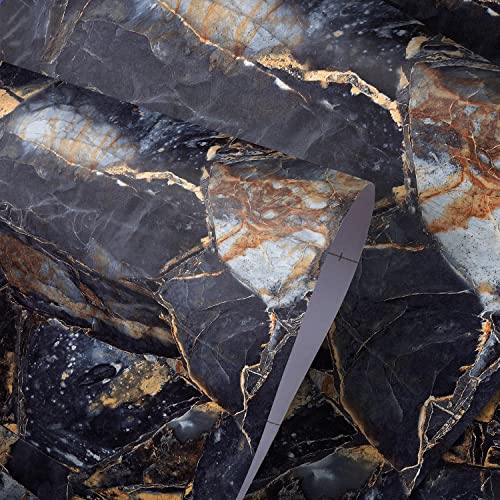16" × 118" Black Marble Contact Paper Granite Wallpaper Peel and Stick Self-Adhesive Waterproof Removable for Renters Table Cabinets Meeting Room Kitchen Furniture Countertops - size: 16" x 118"