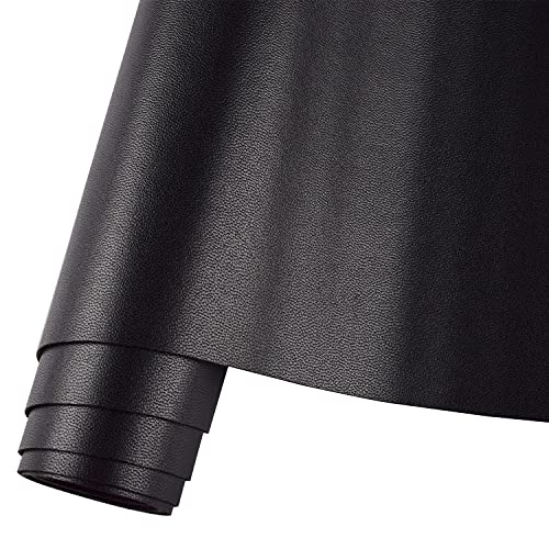 HGUAN Smooth Solid Color Black Faux Leather 12"X53"(30cmX135cm),Faux Leather Sheets Roll Very Suitable for Making Crafts, Leather Earrings, Bows,Sewing (Black) - color: Black