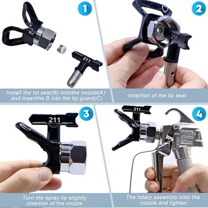 Airless Paint Sprayer Tips Reversible Spray Nozzle Tip Airless Spraying Machine Parts for Fences Garden Car Home 12 Pieces - 109,111,209,211,311,315,411,415,515,517,621,623