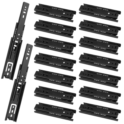 8 Pair 6 Inch Black Soft Close Drawer Slides, Heavy Duty Drawer Slides, Ball Bearing 3 Folds Full Extension, Used in Keyboard Trays, Table Drawers, Shelves, Nightstands, and More, by GENHAKON - size: 8 Pair 6 Inch