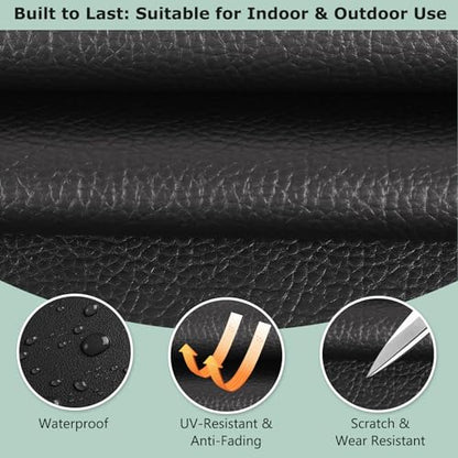 ANMINY Vinyl Fabric by the Yard, 54" W 0.7MM Faux Leather, Black 5 Yards - color: Black, size: 5 Yards