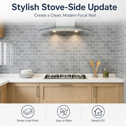 Peel and Stick Backsplash for Kitchen, Grey - color: Gray