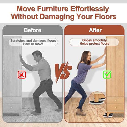 Furniture Sliders for Hardwood Floors: Multi-Surface Movers Sliders - size: 4.3in Round 16+16Pack
