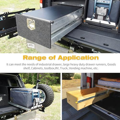 YENUO Locking Heavy Duty Drawer Slides Full Extension 12–60 Inch 480 LB - size: 20 Inch, style: Load:500 lb (With lock) -W:76mm