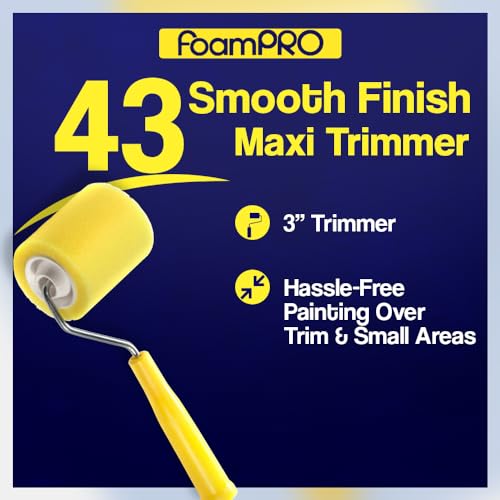 FoamPro 43 Maxi Trimmer Foam Paint Roller | Precision Foam Roller for Home Painting & Home Improvement | Paint Brushes for Walls, Ceilings, Corners, & Edges | 3"
