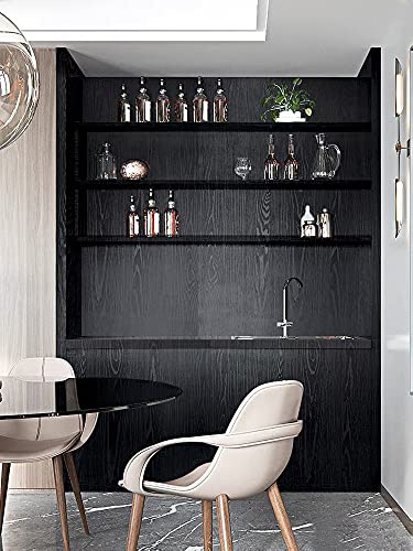 Black Wallpaper Wood Peel and Stick Wallpaper Black Wood Contact Paper - color: Black Wood, size: 17.7" x 197"