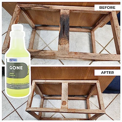 GONE Instant Mold & Mildew Remover - 12.5% Bleach Industrial-Strength Cleaner, Stain Removal on Shower, Siding, Bathroom Tile, Grout, Trim, Boats, and Outdoor Furniture, 1-Quart Spray Bottle