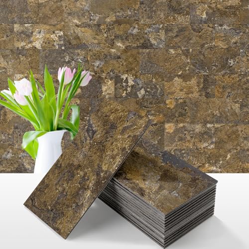 Vamos Tile 100-Pack Peel and Stick Backsplash Tile, 3" x 6" PVC Subway Tile - color: Rust Slate