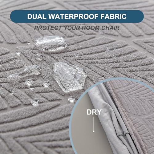 Waterproof Stretch Chair Seat Covers, Set of 6 Light Gray - color: Light Gray, size: 16-20in-Rear-covered