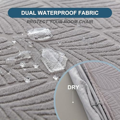 Waterproof Stretch Chair Seat Covers, Set of 6 Light Gray - color: Light Gray, size: 16-20in-Rear-covered