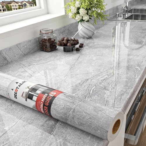 Decotalk Grey Countertop Contact Paper Marble Counter Vinyl Wrap 24x120in - size: 24" x 120"