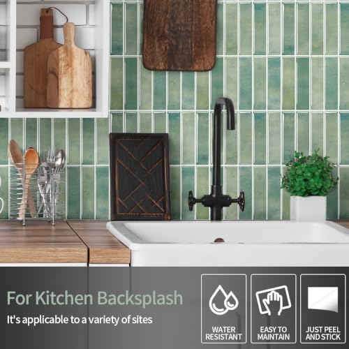 Peel and Stick Backsplash 3D Wall Tiles,Self-Adhesive,Oil Proof,Waterproof, Removable Wall Panels for Kitchen & Bathroom,Modern Design, Easy Install (10.7ft，12x9 inch,14 Pack) (Mint Green) - color: Mint Green