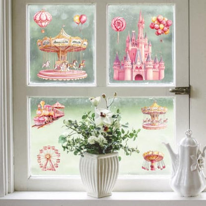 Peacoblue Amusement Park Rub On Transfers for Furniture Craft 6"x12" - style: Fantasy Amusement Park