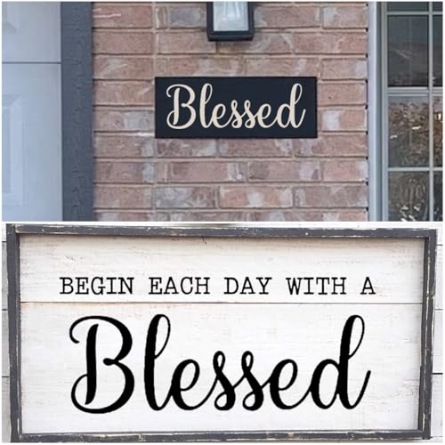 Large Blessed Stencils for Painting - 6 Pack Blessed Stencil Templates for Painting on Wood, Reusable Letter Stencils for Chalkboard Wood Crafts Signs & Home Front Door Mat Decorations - style: Blessed