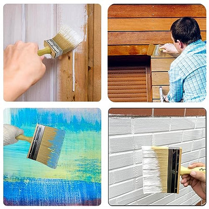 Magimate Deck Stain and Sealer Block Paint Brushes on Wood, Walls, Furniture, Shed and Fence, Large and Thick Bristle Paint Brushes, 3-inch, 4-inch and 6-inch Assortment, Set of 3