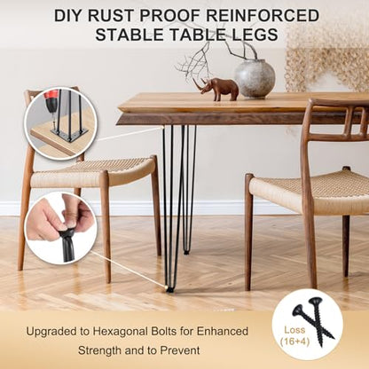 18 Inch Hairpin Table Legs , 3 Rods, Black, , 4PCS, 900 Lbs Load Capacity - size: 18in
