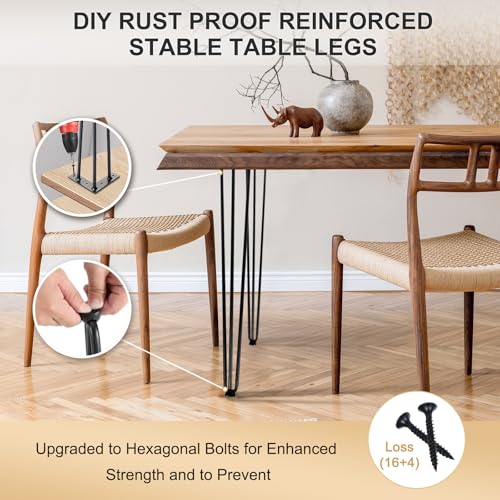 26 Inch Hairpin Table Legs , 3 Rods, Black, , 4PCS, 900 Lbs Load Capacity - size: 26in