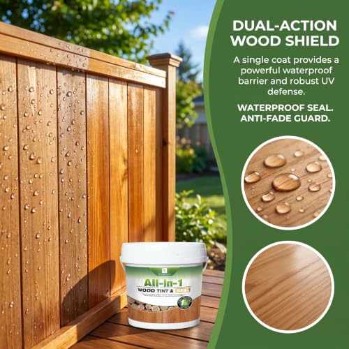 Advanced Red Wood Stain & Sealer 1Gallon/128oz, Non-Toxic Waterproof Wood Finish, Flexible Crack & Weather Resistant Wood Treatment to Highlight Natural Wood - color: Red Wood, size: 1Gallon/128oz