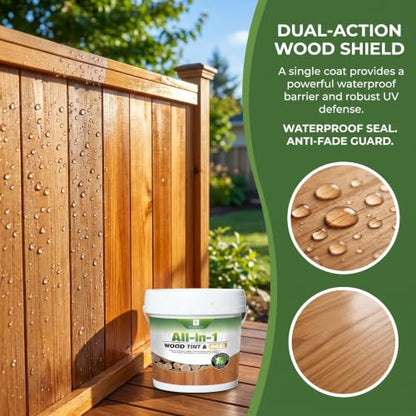 Advanced Red Wood Stain & Sealer 1Gallon/128oz, Non-Toxic Waterproof Wood Finish, Flexible Crack & Weather Resistant Wood Treatment to Highlight Natural Wood - color: Red Wood, size: 1Gallon/128oz