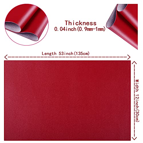 HGUAN Smooth Solid Color Maroon Red Faux Leather 12"X53"(30cmX135cm),Faux Leather Sheets Roll Very Suitable for Making Crafts, Leather Earrings, Bows,Sewing (Maroon Red) - color: Maroon Red