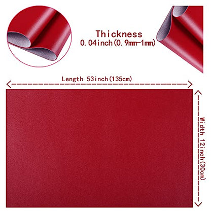 HGUAN Smooth Solid Color Maroon Red Faux Leather 12"X53"(30cmX135cm),Faux Leather Sheets Roll Very Suitable for Making Crafts, Leather Earrings, Bows,Sewing (Maroon Red) - color: Maroon Red