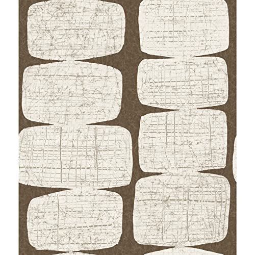 RoomMates Mid-Century Beads Peel and Stick Wallpaper, Brown - color: Brown