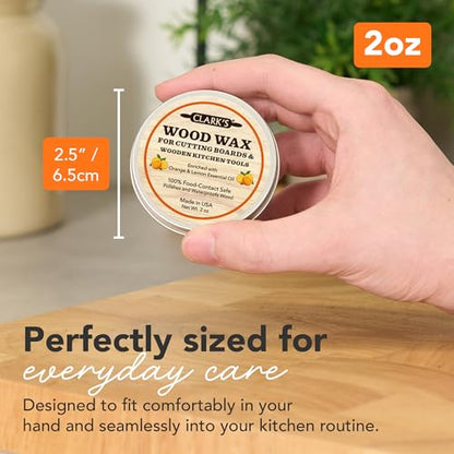 CLARK'S Wood Butter Cutting Board Wax, 2 oz - Citrus Scent - Food Safe