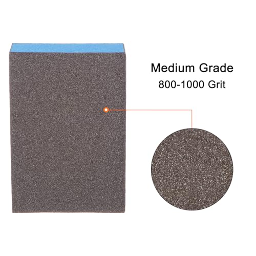 HARFINGTON 8pcs Sanding Sponge Blocks #220 (800-1000 Grits) Wet/Dry Hand Sanding Sponges, 100x70x25mm Foam Sanding Block Pad for Polishing Kitchen Metal Wood Drywall Furniture, Brown&Blue - color: Brown, Blue, size: 800-1000 Grits